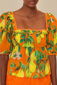 Blouse Chic Pears à manches courtes en coton - Orange
