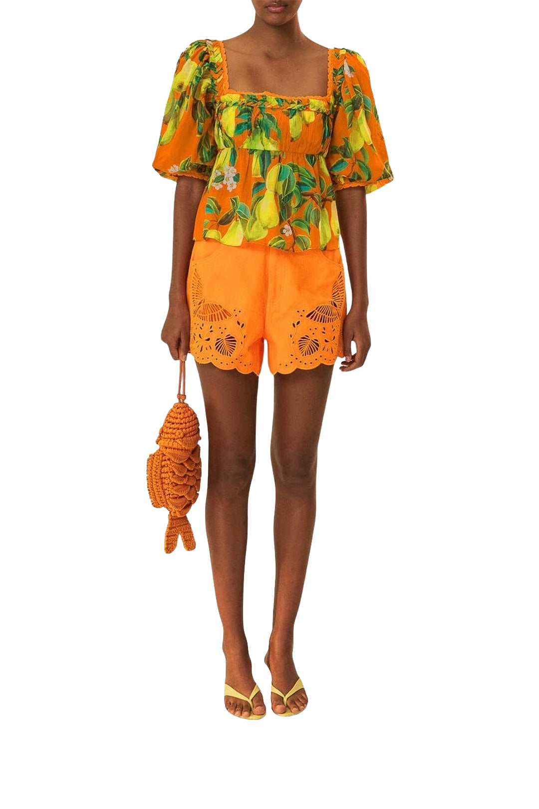Blouse Chic Pears à manches courtes en coton - Orange