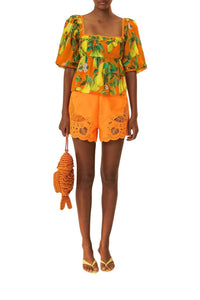 Blouse Chic Pears à manches courtes en coton - Orange