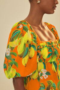 Blouse Chic Pears à manches courtes en coton - Orange