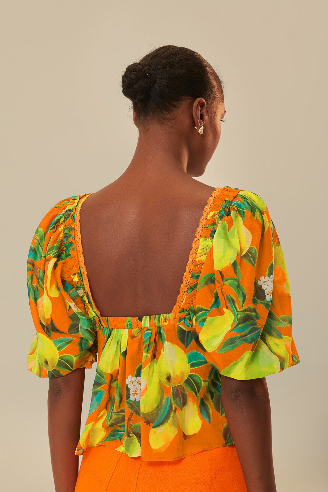 Blouse Chic Pears à manches courtes en coton - Orange