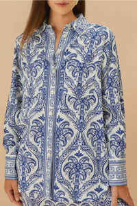 Chemise Tropical Cameo en lin - Bleu