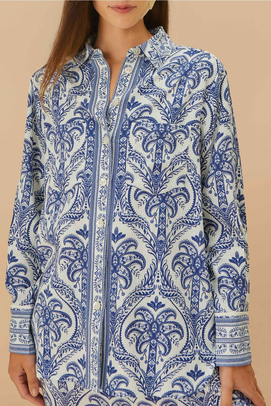 Chemise Tropical Cameo en lin - Bleu