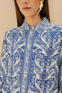 Chemise Tropical Cameo en lin - Bleu
