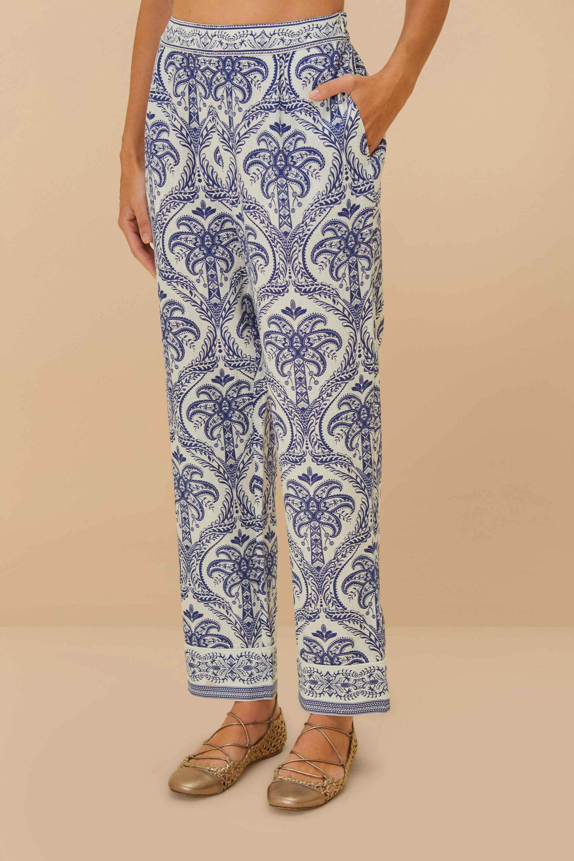 Pantalon Tropical Cameo en lin - Bleu