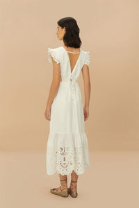 Robe midi Butterfly en coton - Blanc