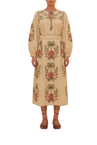 Blouse Tropical Flower en lin - Beige