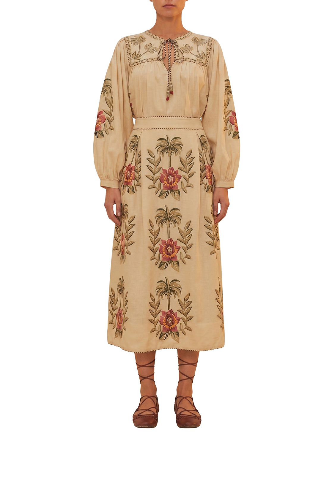 Blouse Tropical Flower en lin - Beige