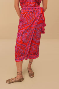 Paisley midi skirt - Red