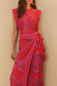 Paisley midi skirt - Red