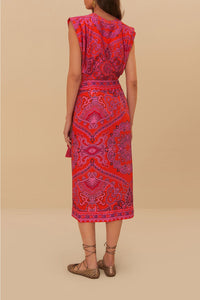 Paisley midi skirt - Red