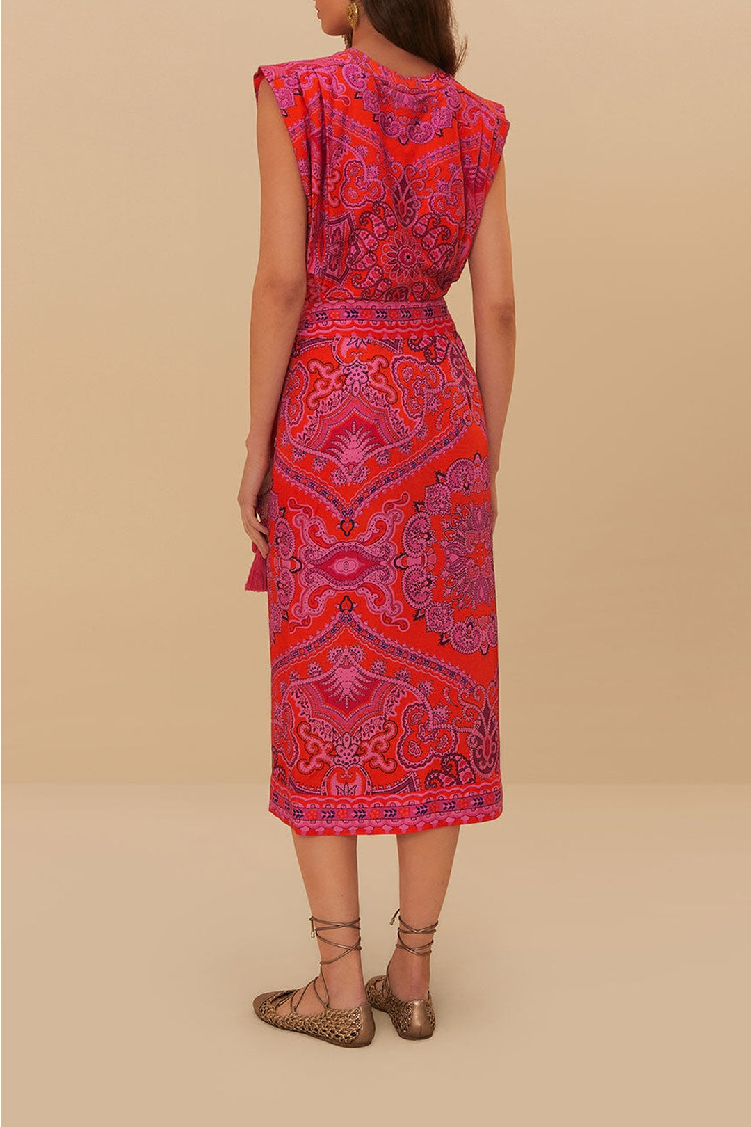 Paisley midi skirt - Red