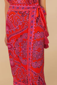 Paisley midi skirt - Red