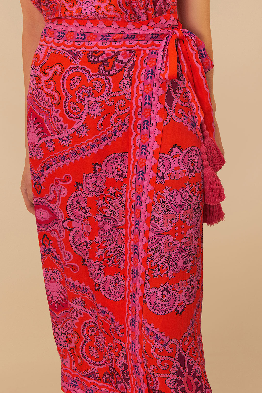 Paisley midi skirt - Red
