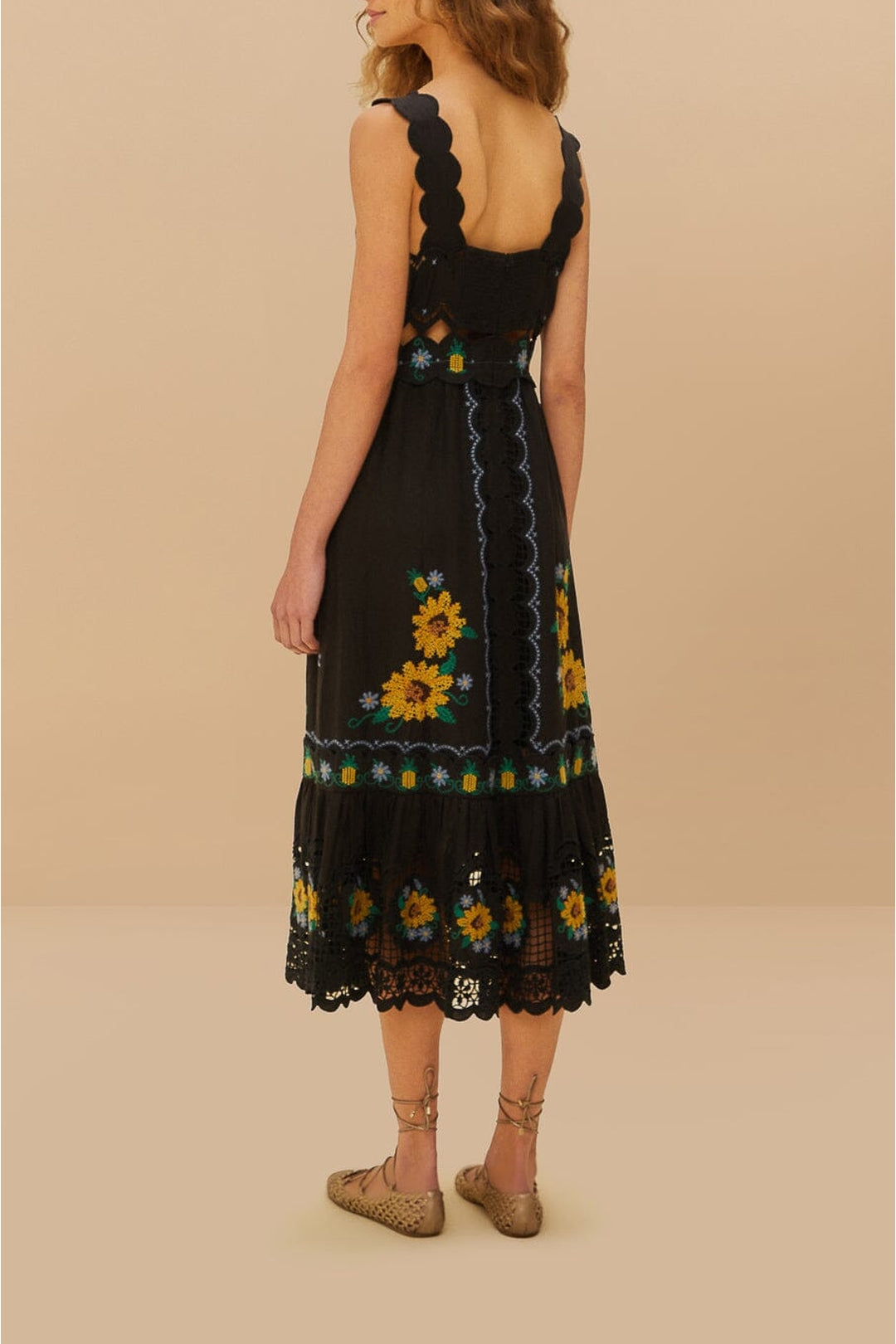 Robe midi Sunflower en lin - Noir