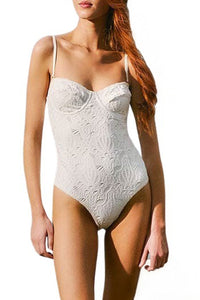 Seashell one-piece cotton swimming costume - White