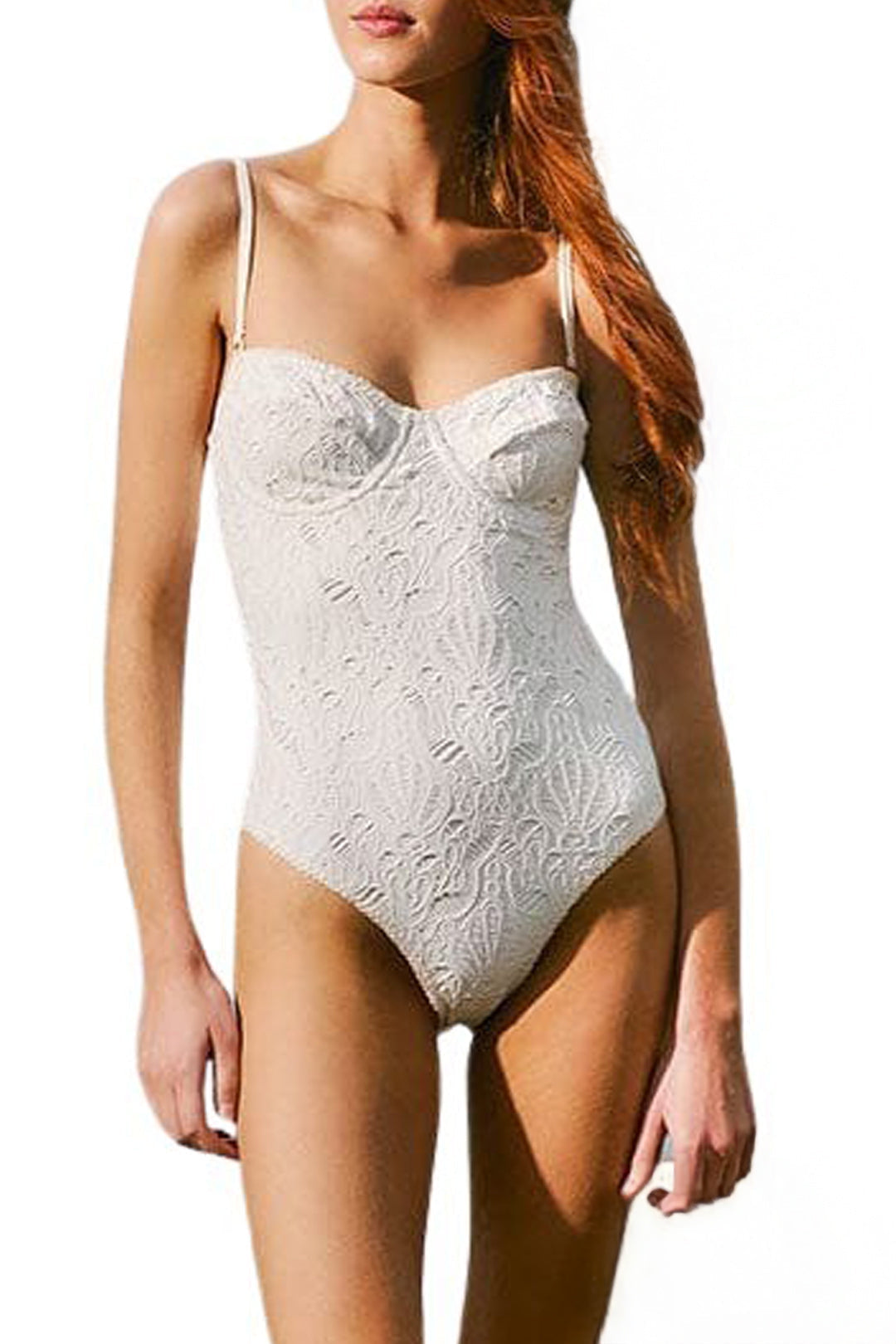 Seashell one-piece cotton swimming costume - White