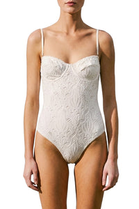 Seashell one-piece cotton swimsuit - White