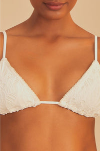 Haut de bikini Seashell en coton - Blanc