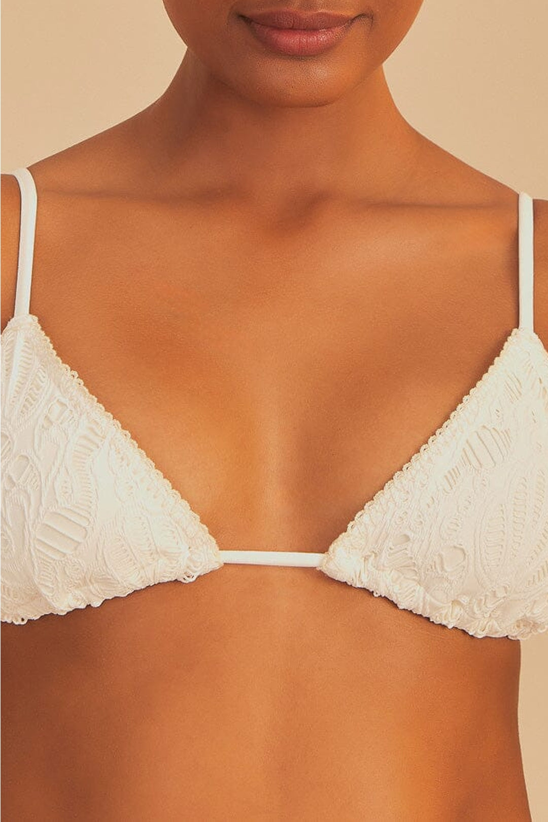 Haut de bikini Seashell en coton - Blanc