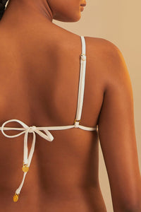 Haut de bikini Seashell en coton - Blanc