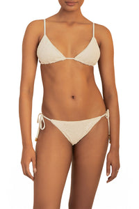 Bas de bikini taille basse Seashell en coton - Blanc