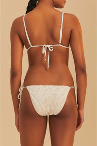 Bas de bikini taille basse Seashell en coton - Blanc