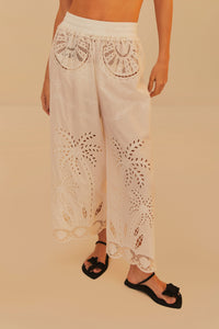 Coconut Richelieu cotton trousers - White