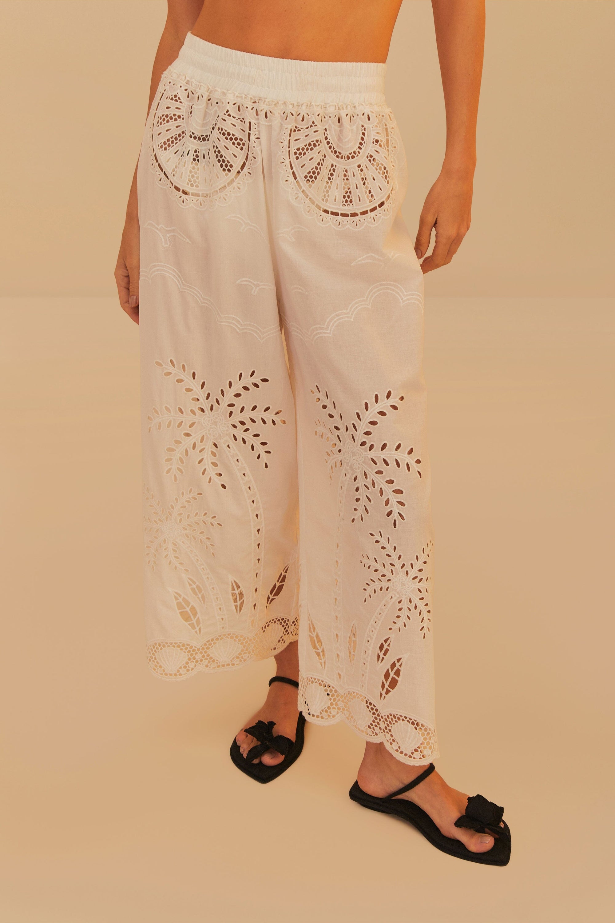 Coconut Richelieu cotton trousers - White