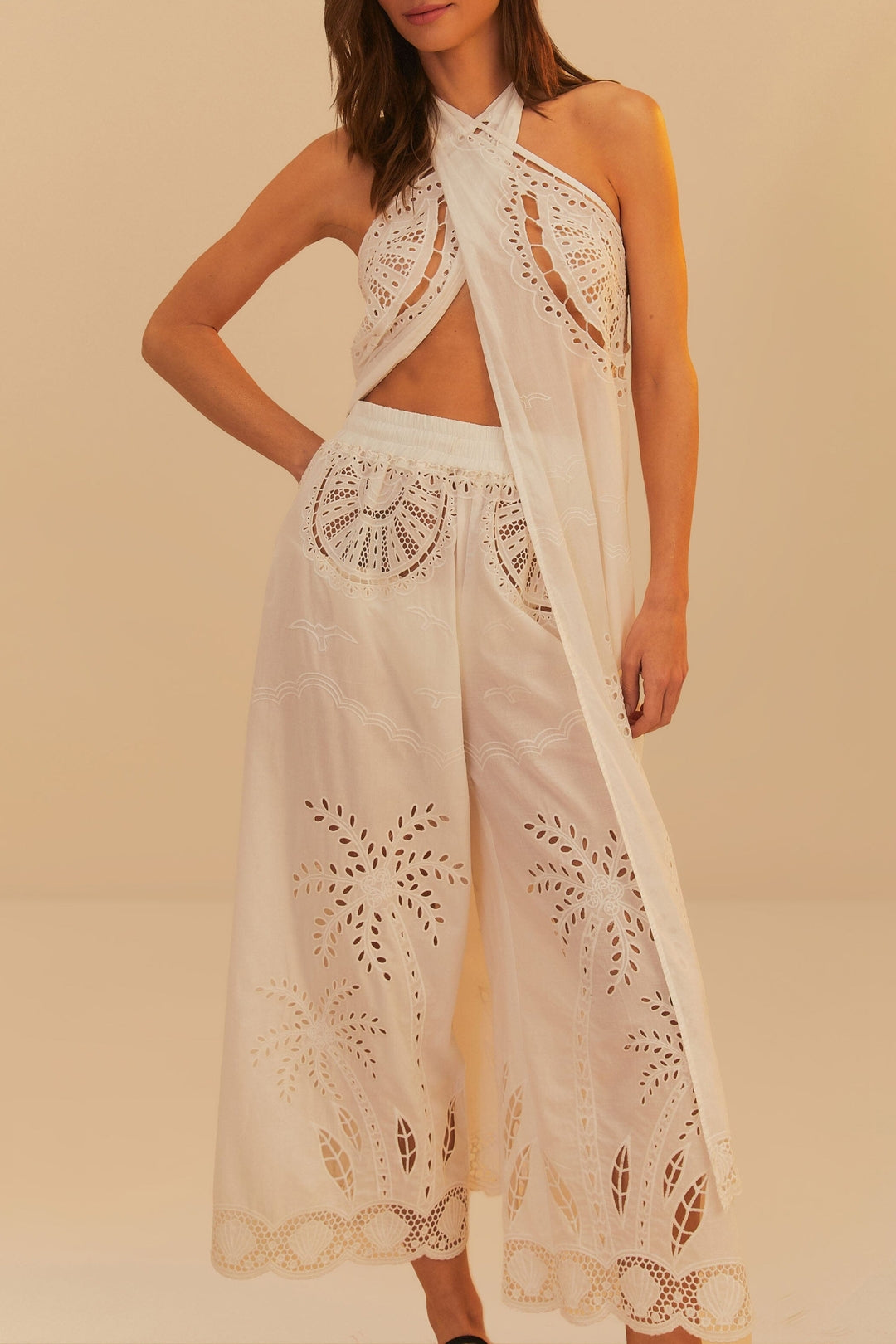Coconut Richelieu cotton trousers - White
