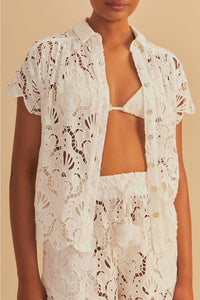 Chemise ajourée en coton - Blanc