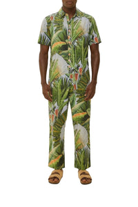 Amazonia Forest jumpsuit in linen - Green