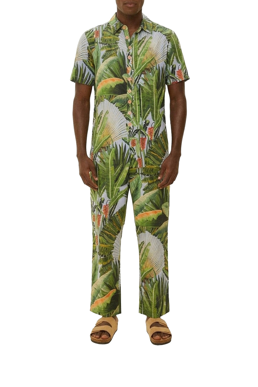 Amazonia Forest jumpsuit in linen - Green