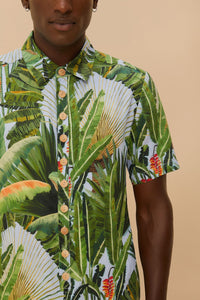 Amazonia Forest jumpsuit in linen - Green