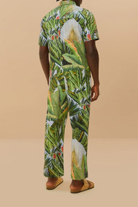 Amazonia Forest jumpsuit in linen - Green