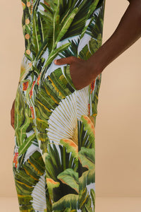 Amazonia Forest jumpsuit in linen - Green