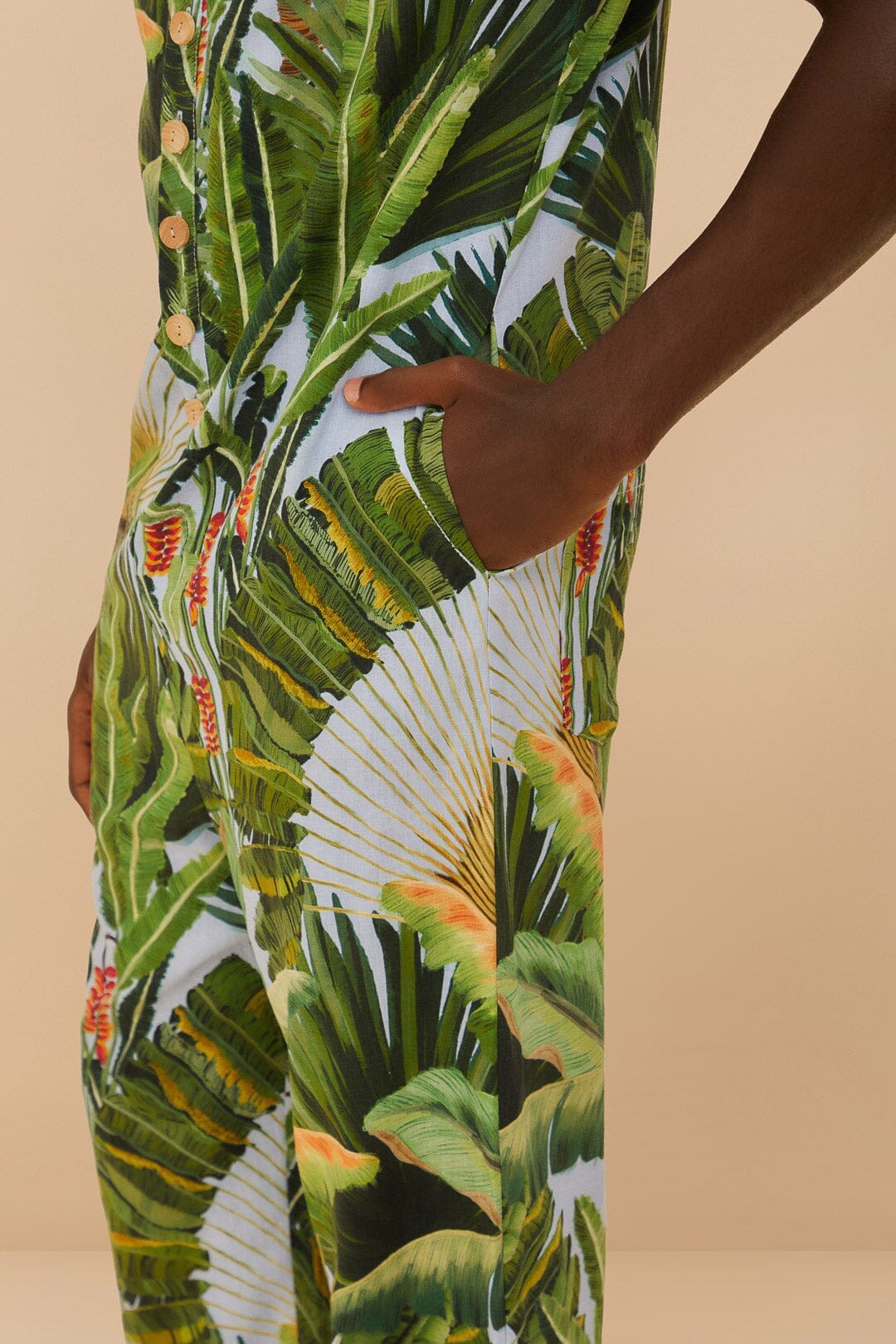 Amazonia Forest jumpsuit in linen - Green