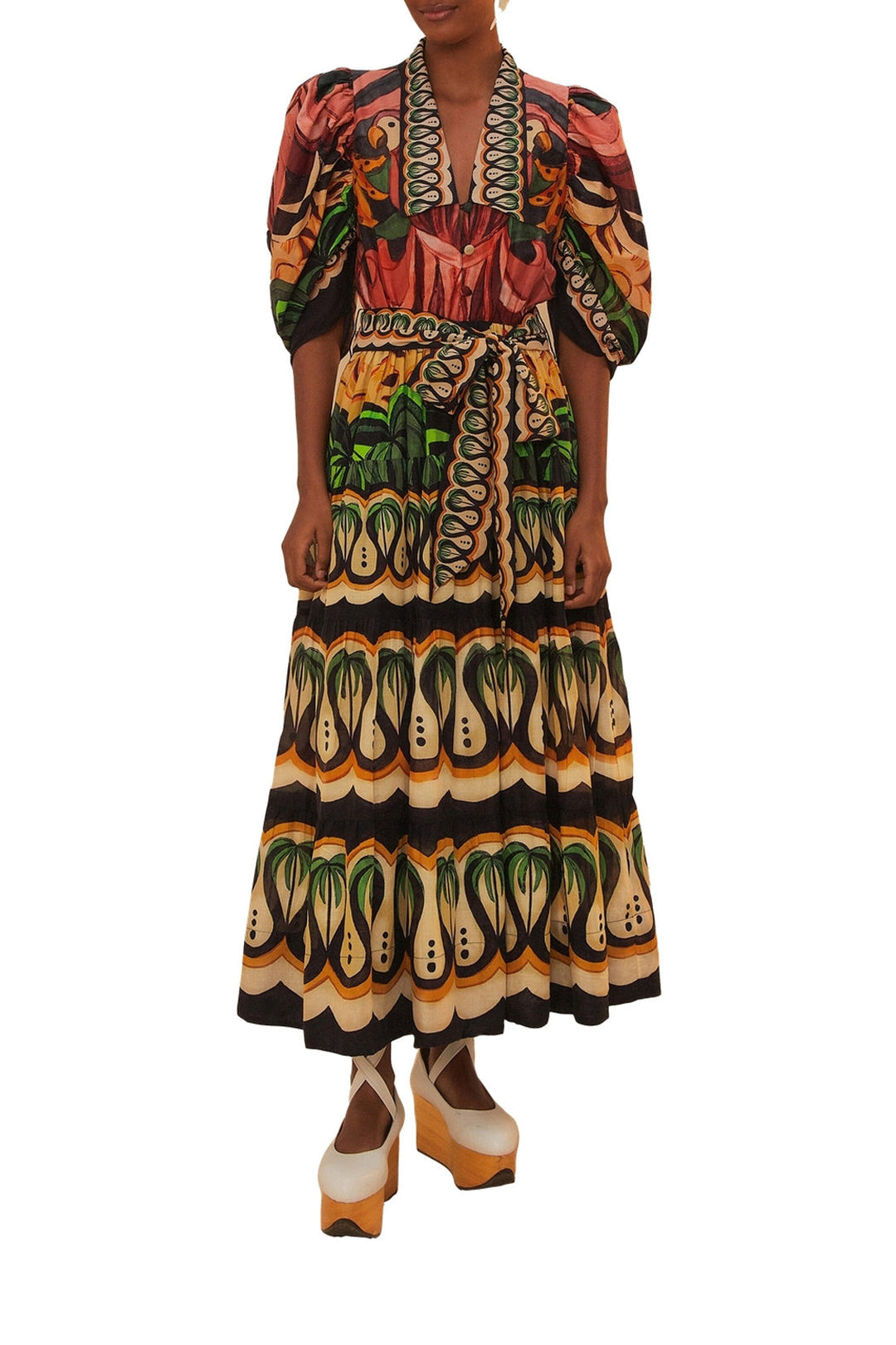 Robe longue Coconut Tree en coton - Multicolore
