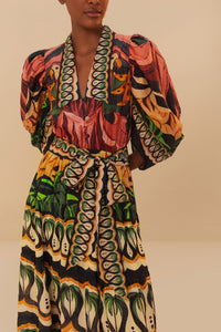 Robe longue Coconut Tree en coton - Multicolore