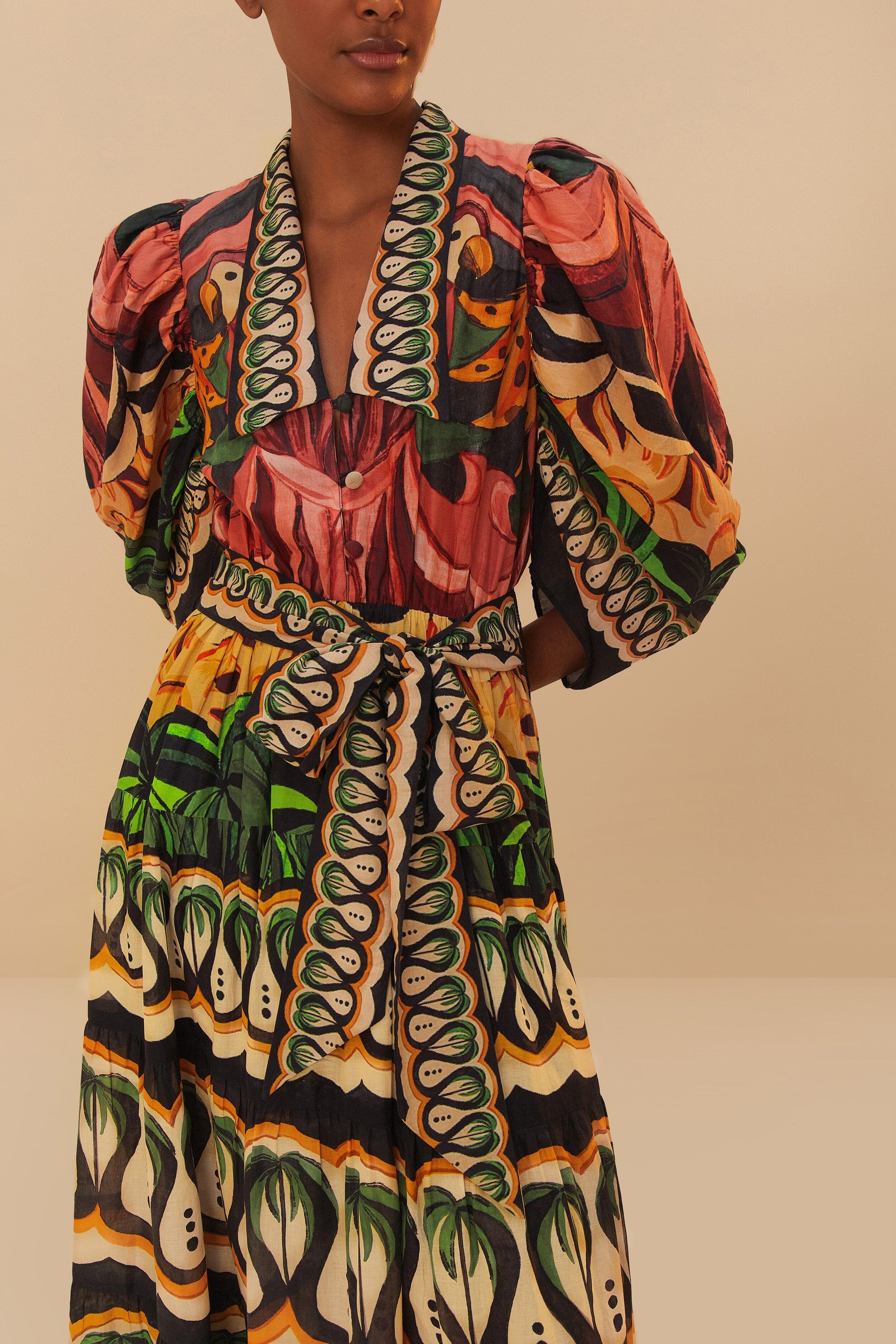 Robe longue Coconut Tree en coton - Multicolore