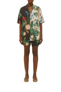 Short unisexe Midnight Macaw en lin - Noir