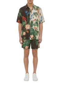 Short unisexe Midnight Macaw en lin - Noir