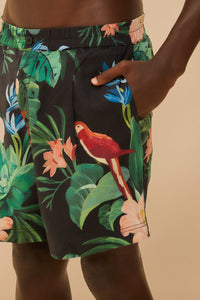 Short unisexe Midnight Macaw en lin - Noir