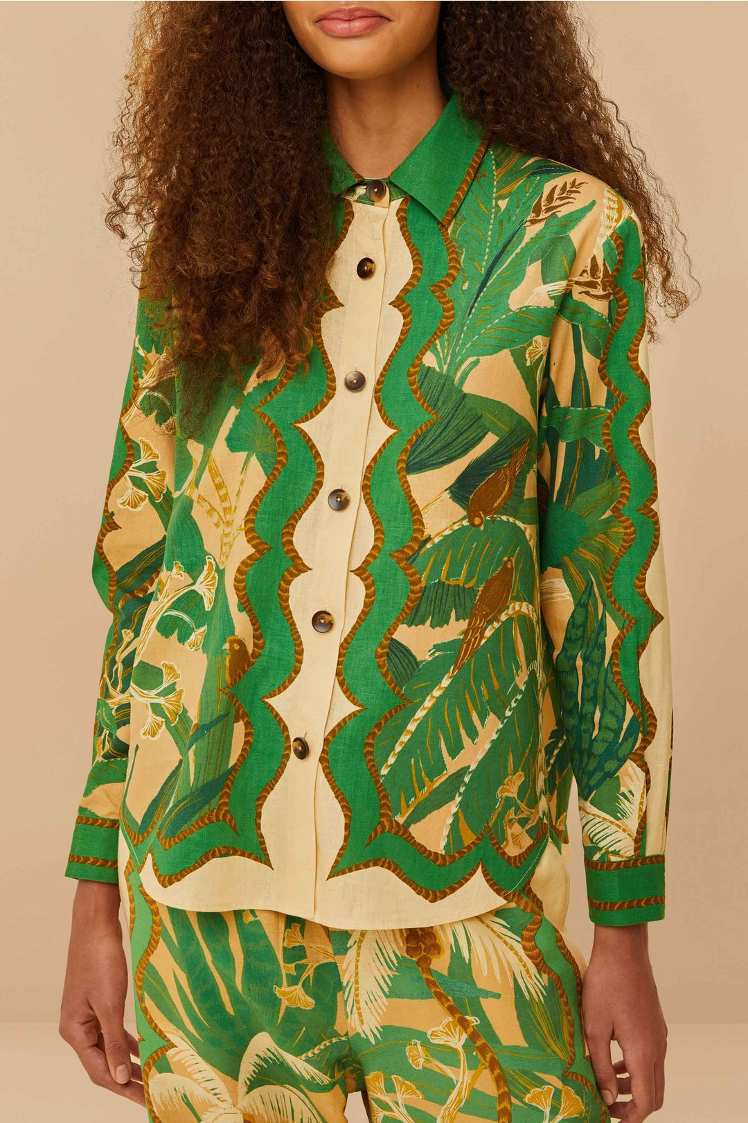 Chemise unisexe Tropical Isla en lin - Vert