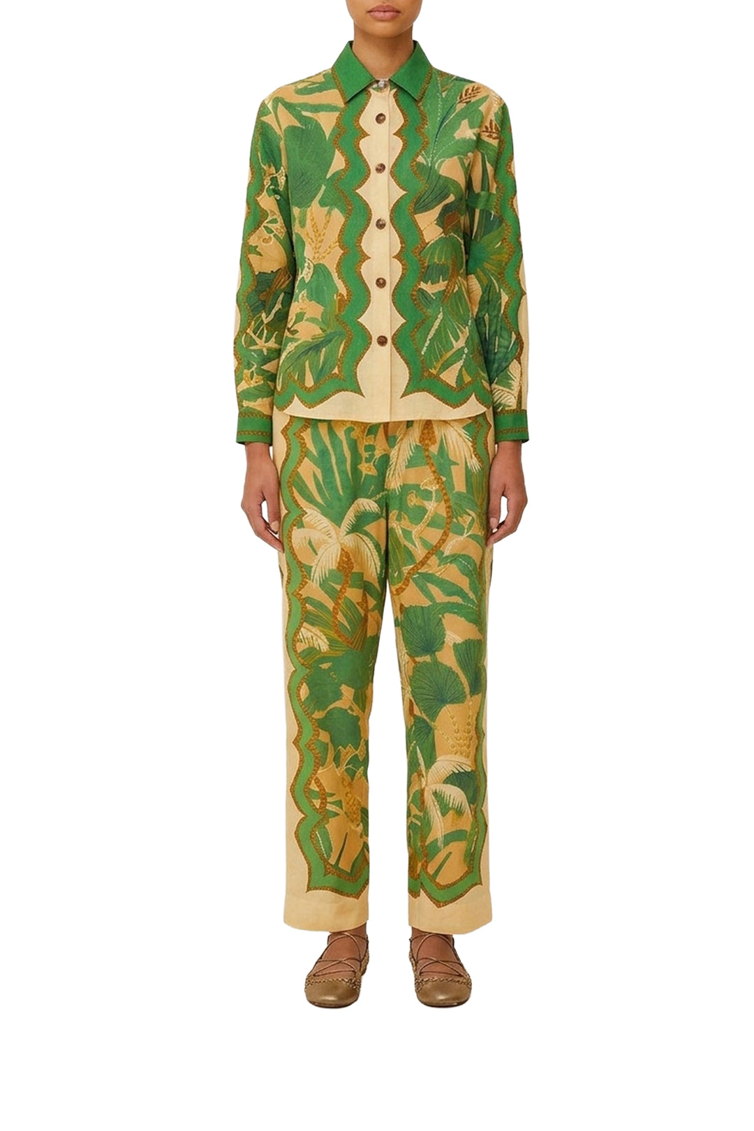 Chemise unisexe Tropical Isla en lin - Vert