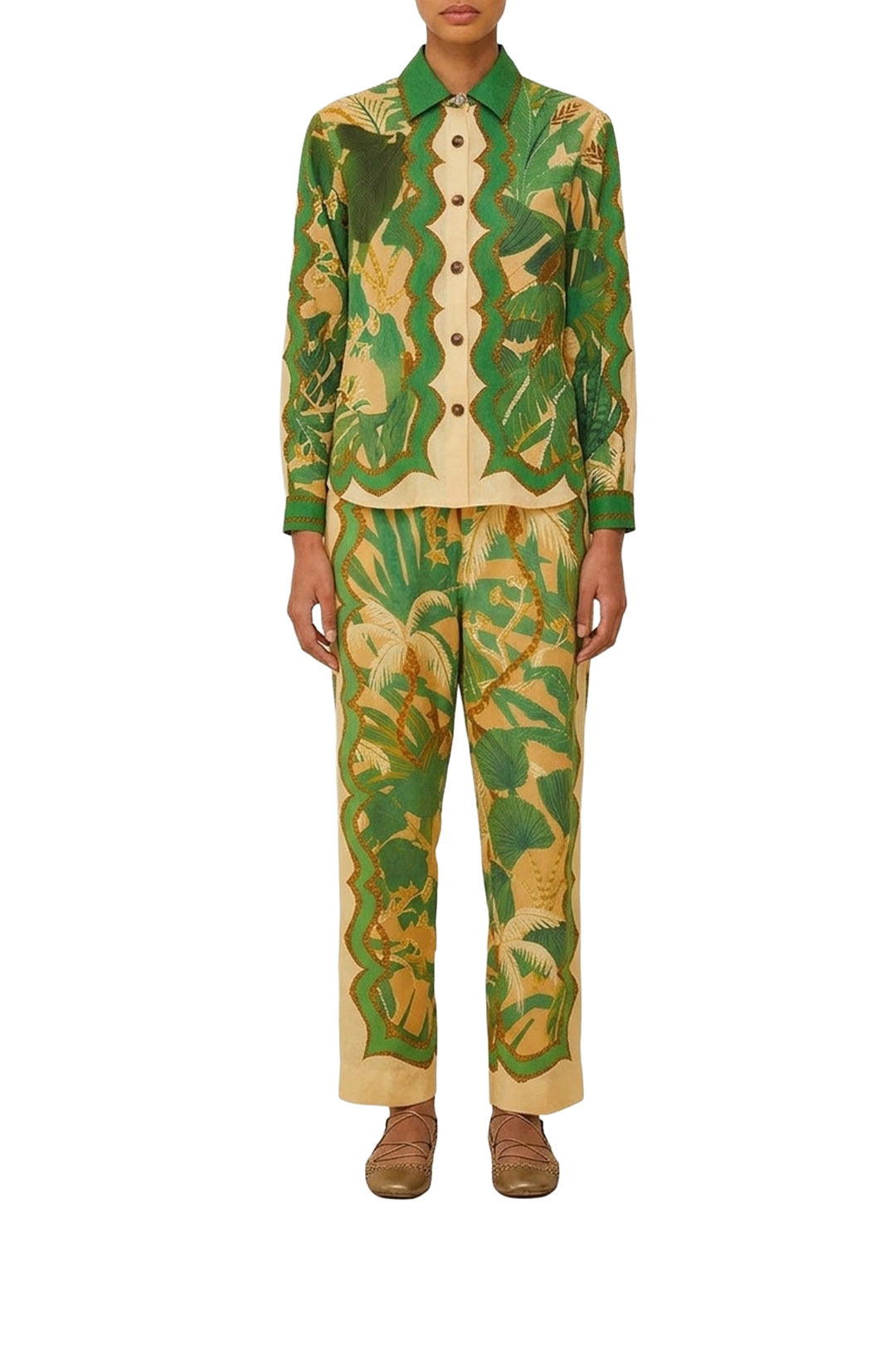 Pantalon unisexe Tropical Isla en lin - Vert