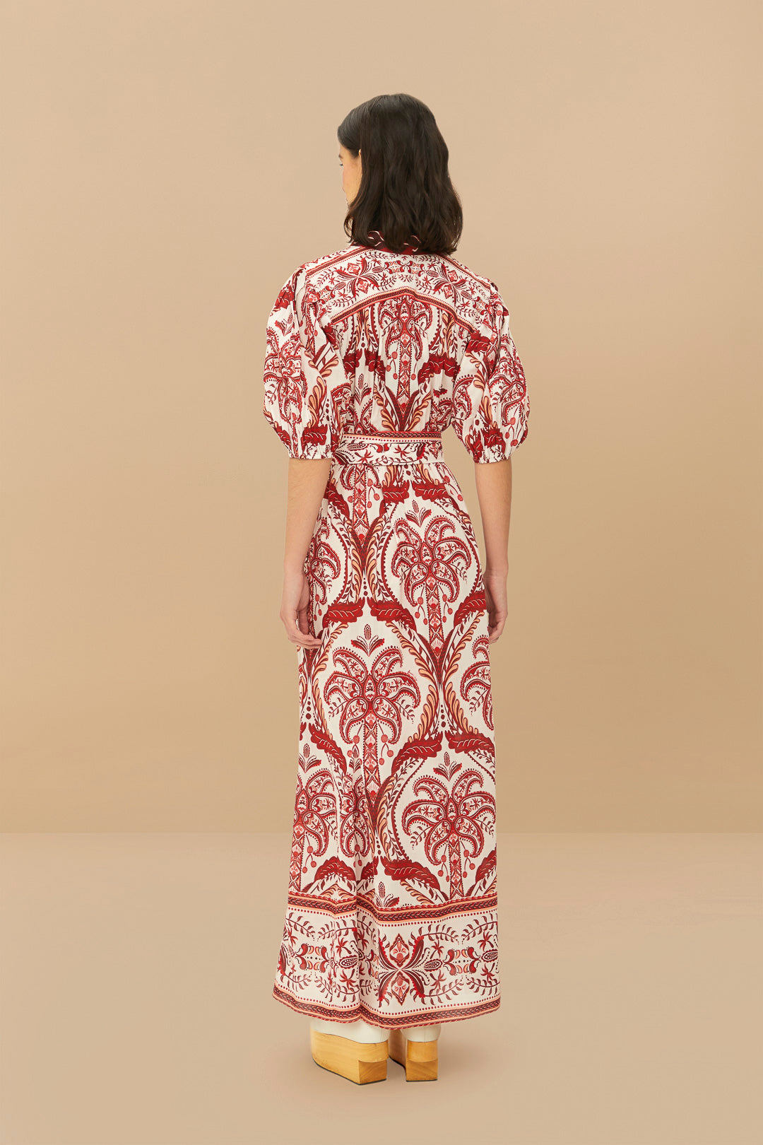 Robe longue Tropical Cameo en coton - Rouge