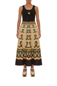Top with embroidered bananas - Black