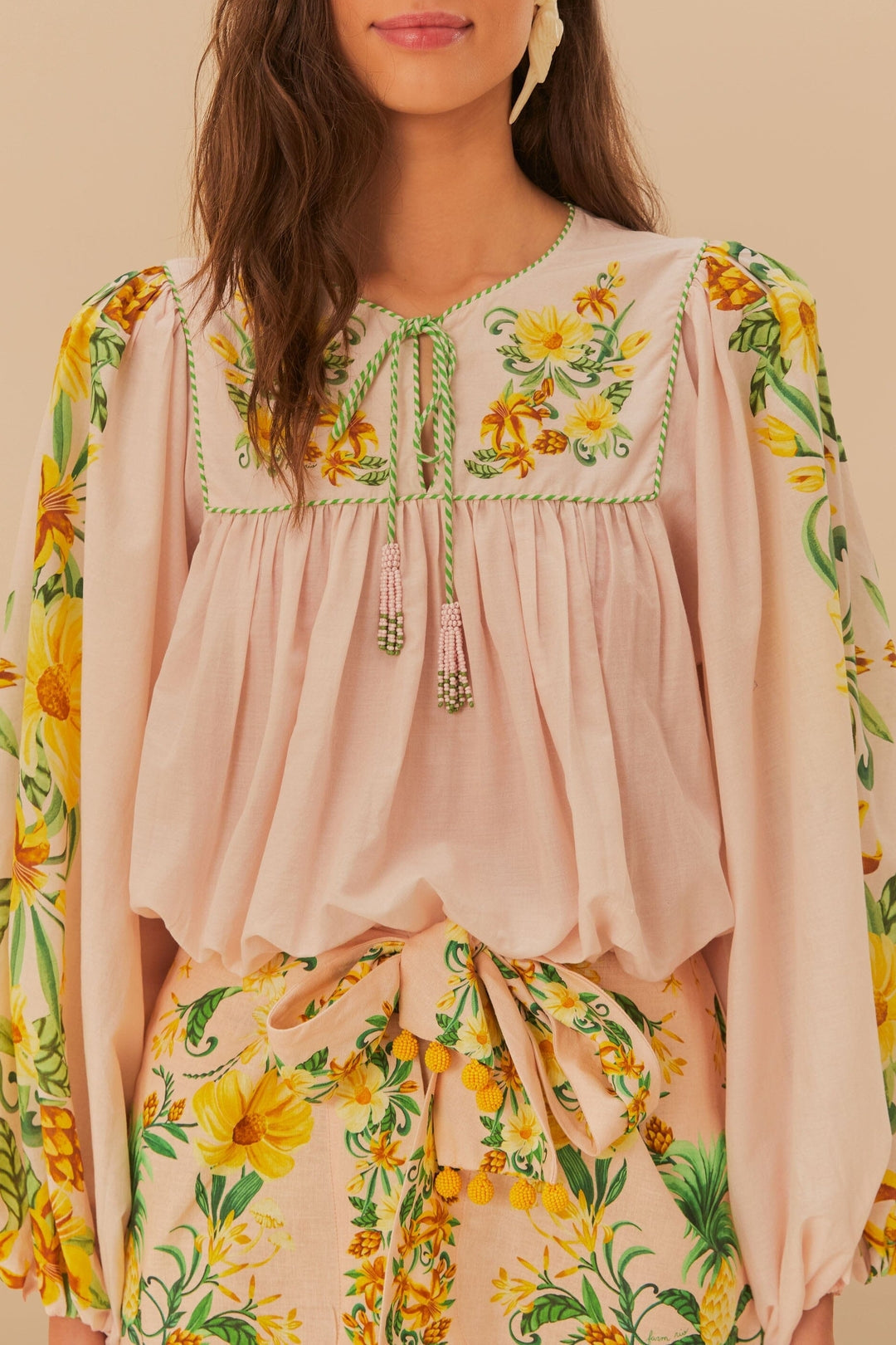 Botanical Beauty blouse in cotton - Pink