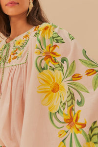 Botanical Beauty blouse in cotton - Pink